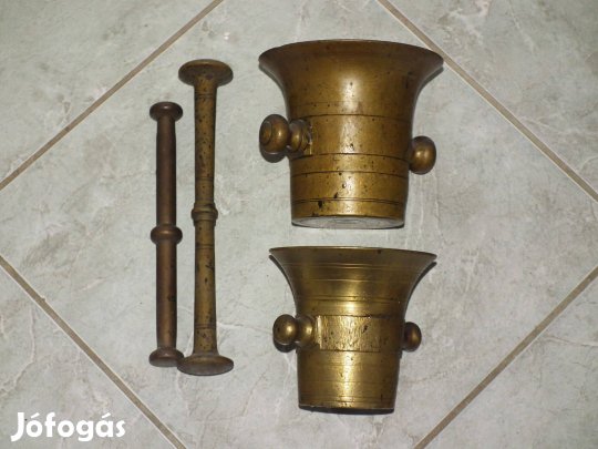 Régi réz mozsár rézmozsár törővel párban 2 db. egyben