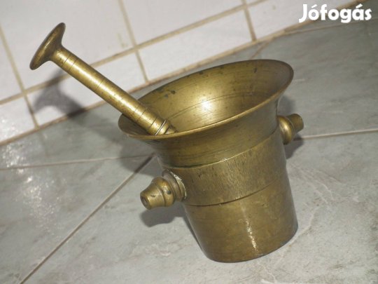 Régi rézmozsár réz mozsár törővel nr.16
