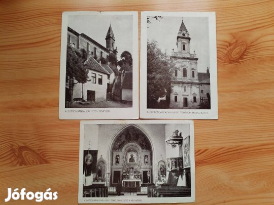 Régi ritka 3 db képeslap "Sopronbánfalfi Hegyi Templom"