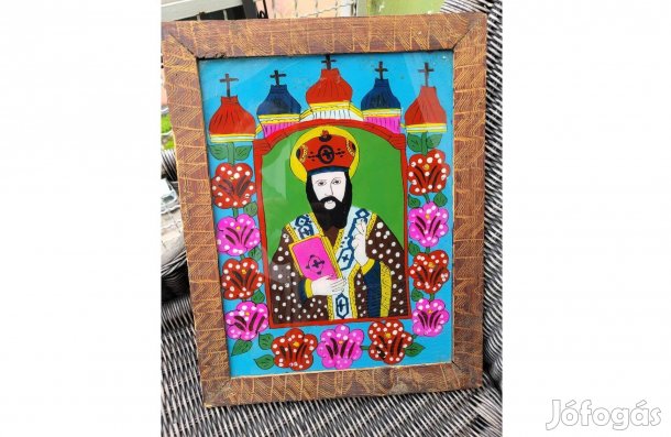 Régi román ikon üvegfestmény