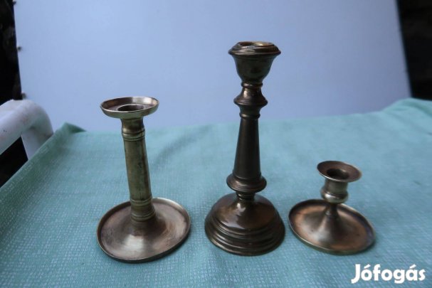 Régi századfordulós réz gyertyatartók 3 db,darabonként