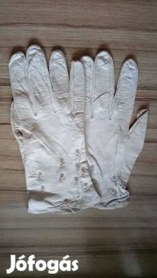 Régi színházi kesztyű ritkaság, gyönggyel díszitett eladó