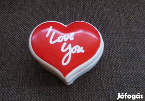 Régi szív alakú mázas kerámia doboz vagy ékszertartó