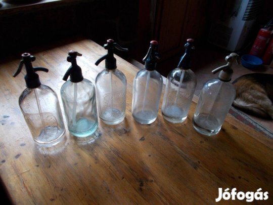 Régi szódásüvegek, 6db