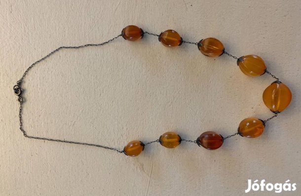 Régi szovjet borostyános ezüstlánc