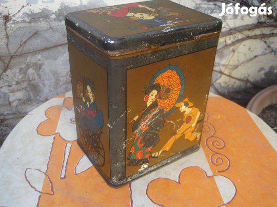 Régi teás pléh doboz