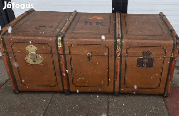 Régi utazó bőrönd - hajó koffer - 110 cm széles (2.)