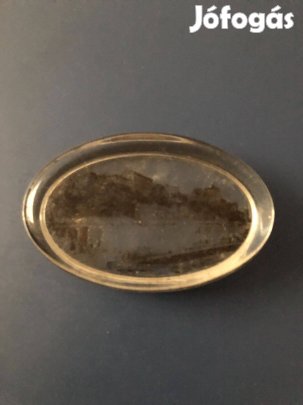 Régi üveg levélnehezék Budai látképpel