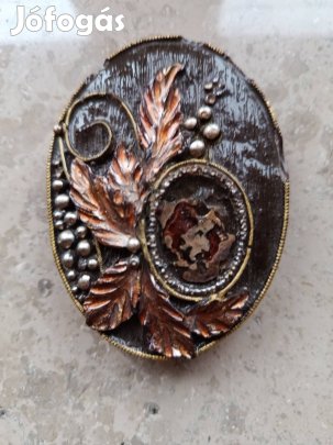 Régi vadász kalapdísz + olasz rózsafüzér bőrtokkal