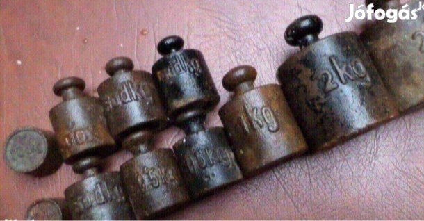 Régi vas súly mázsa mérleg súlykészlet 11 db