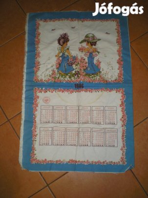 Régi vászon naptár 1986-ból 2 oldalas