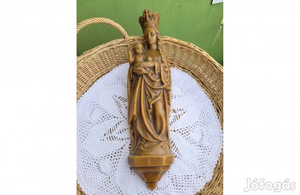 Régi viasz Madonna a gyermekkel fali dísz