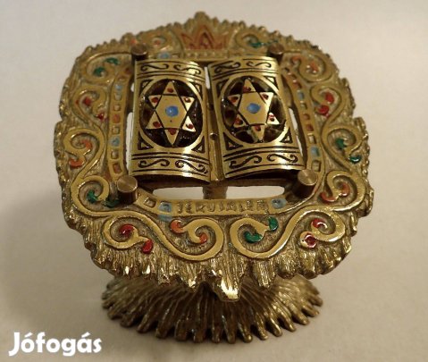 Régi vintage zsidó judaika réz dísztárgy kegytárgy Tóra Dávid-csillag