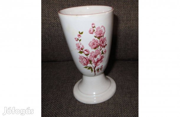 Régi virágmintás kerámia váza Verepam talpas kehely mazagran
