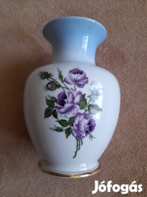 Régi virágmintás porcelán váza Hollóházi 17 cm