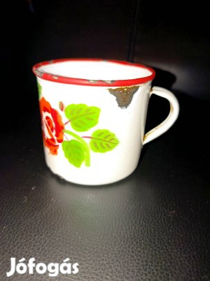 Régiség régi zománcozott fém bögre pohár