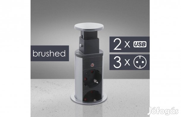 Rejtett Beépíthető 3-as elosztó aljzat konnektor süllyeszthető + 2 USB