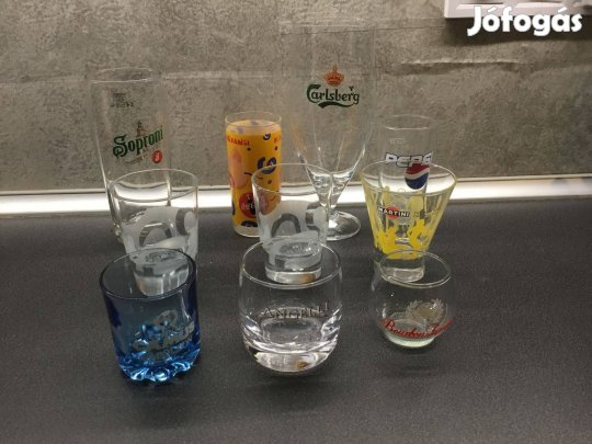 Reklám pohár gyűjtemény, hibátlan, 10 db