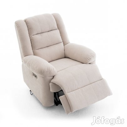 Relax fotelágy elektromosan dönthető, lábtartóval, bézs zsenília