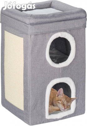 Relaxdays macskabarlang 2 barlang és 1 nyitott szintű macskafekhely