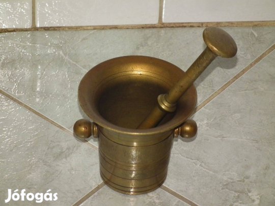 Remek régi rézmozsár réz mozsár törővel nr.9
