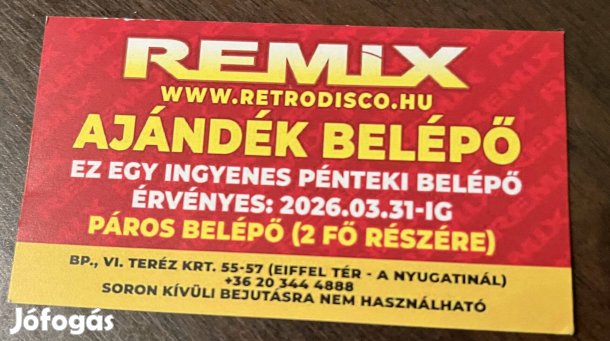 Remix párosjegy félár alatt!