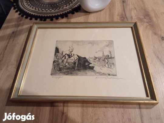 Remsey Jenő - Vályogsor - rézkarc