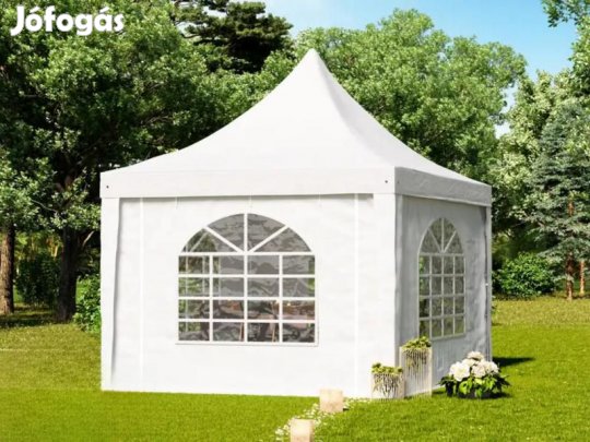 Rendezvénysátor partisátor pagoda sátor, 3x3 m PVC ponyva, fehér
