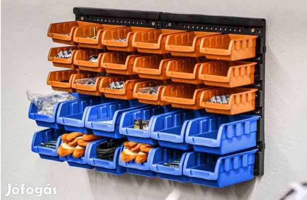 Rendszerező Fali polc / 2db fali tábla 32x18,7cm 30db tároló doboz