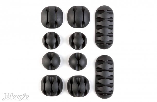 Rendszerező kábel rögzítő 10 darab Fekete öntapadós USB töltőkábal