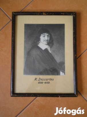 René Descartes keretezett falikép üveglap mögött