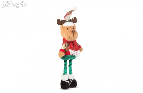 Rénszarvas Karácsonyi textil manó figura - teleszkópos lábbal - 95cm