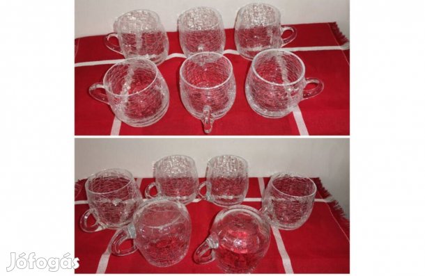 Repesztett fátyolüveg Karcag - Berekfürdői füles pohár 6 db színtelen