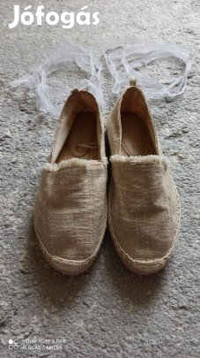 Reserved natúr színű csillogós espadrilles cipő, belebújós cipő