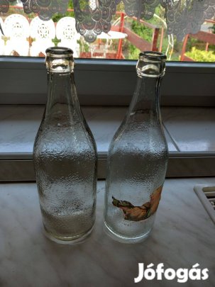Retro 0,5 l-es fehér szörpös üveg párban