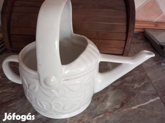 Retró 1 literes fehér kerámia öntözőkanna