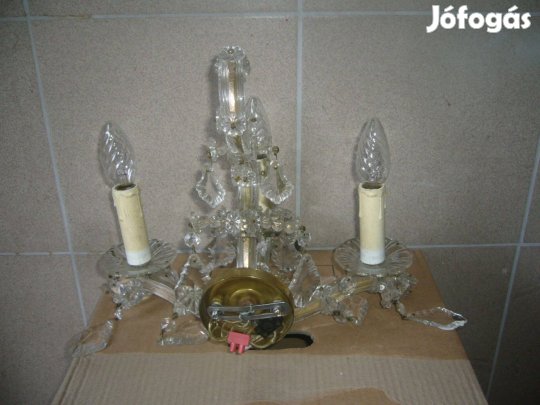 Retro 3 égős kristály fali lámpa