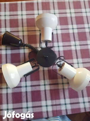 Retro 3 karú elektrofém csillár, fehér, állítható magasság