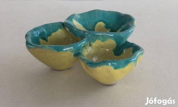 Retro 3 részes kerámia sótartó, fűszertartó, só-bors tartó