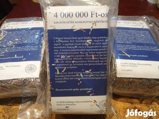 Retro 4.000.000Ft kirakós játék bankjegyszakértőknek aprított pénz puz