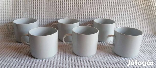 Retro 6 Darabos Fehér Menzás Kakaós Bögre / Findzsa Készlet