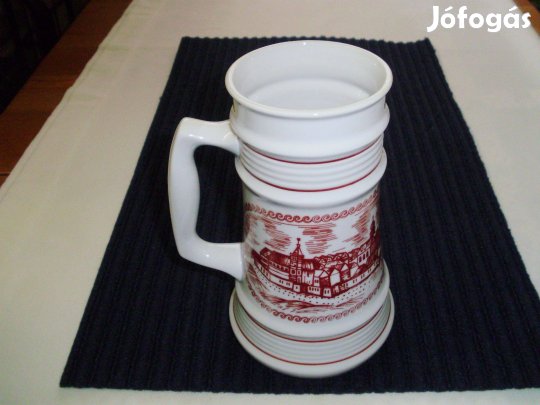 Retro Alföldi nagyméretű porcelán sörös korsó 1 liter
