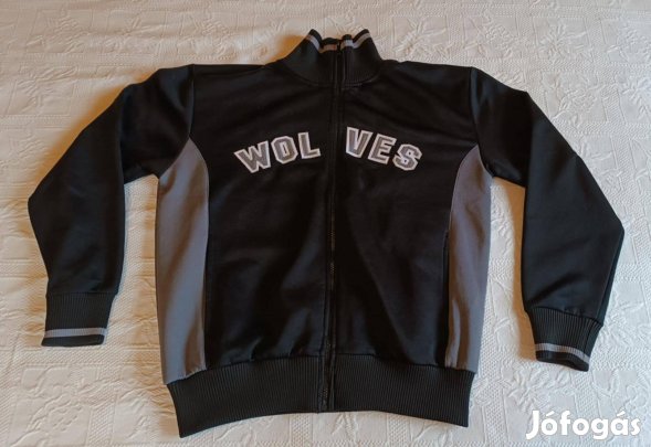 Retro Angol "Wolves" Fekete / Szürke Zipzáras Melegítő Felső (L méret)