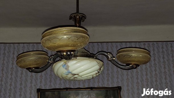 Retró Art Deco csillár a 20-as évekből szép állapotban
