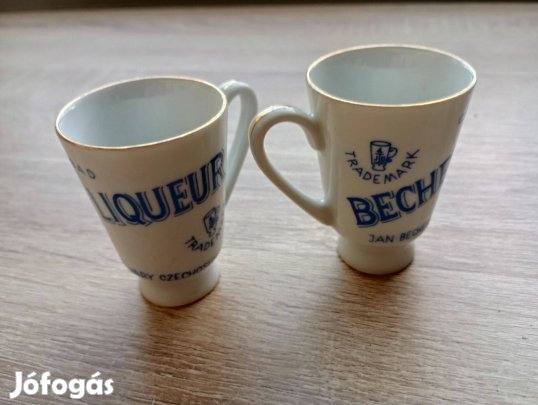 Retró Becherovka likőrös pohár, kupica - 2 db!