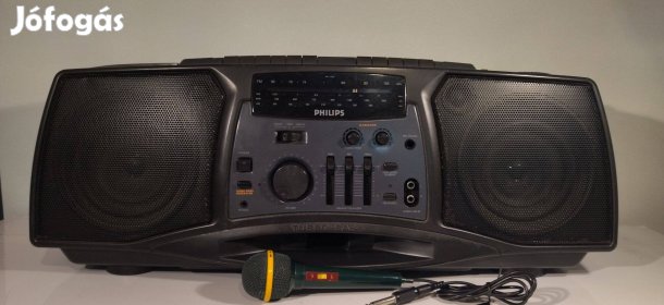 Retro Boombox HiFi Stereo Philips Boombox Rádiós két kazettás Magnó