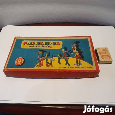 Retro Csehszlovák legó szerű építő társasjáték politechnika triál szoc