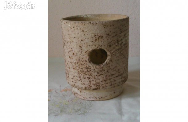 Retro Hódmezővásárhelyi samott virágtartó, kaspó