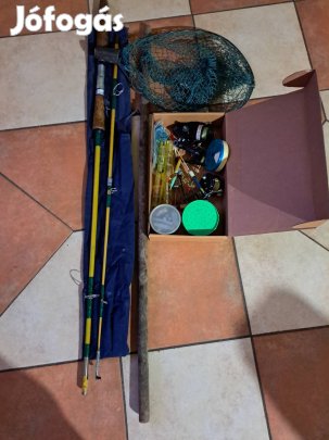 Retro Horgászbot, zsebpeca, egyéb tartozékok