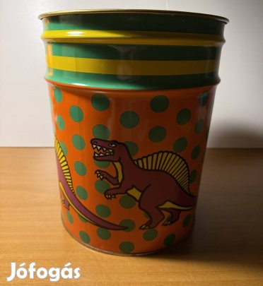 Retro IKEA gyerek fém papírkosár, szemetes dinoszauruszos